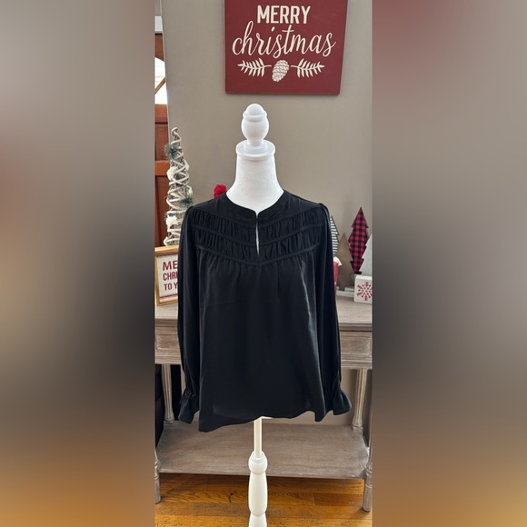 NWT Loft Ruched Yoke Ruffle Cuff Blouse - Picture 2 of 7